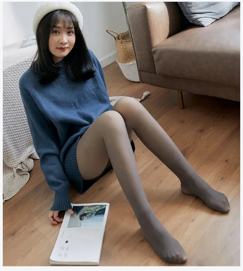 Elegant Fleece-Lined Thermal Tights for Women - Winter Essential Slim-Fit Pantyhose