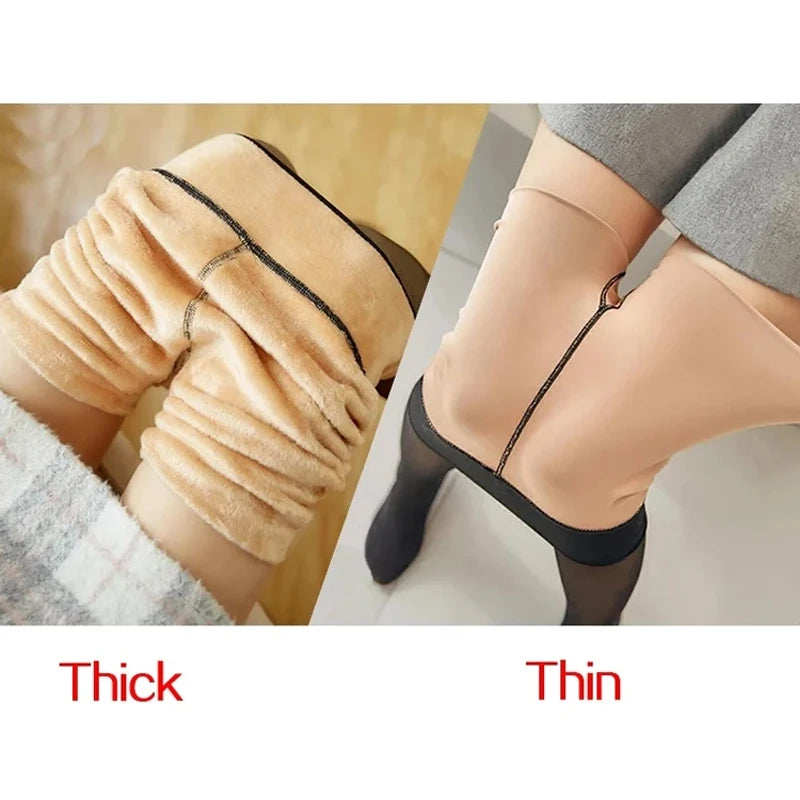 Elegant Fleece-Lined Thermal Tights for Women - Winter Essential Slim-Fit Pantyhose