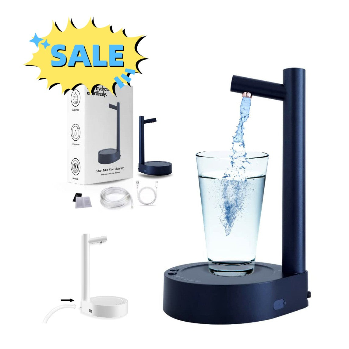SmartFlow: Rechargeable Electric Water Dispenser for Desks - Automatic Gallon Bottle Pump