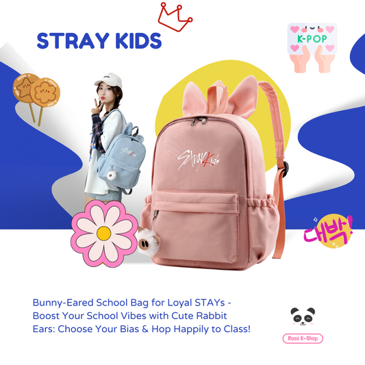 STRAY KIDS | Bunny-Eared School Bag for Loyal STAYs - Boost Your School Vibes with Cute Rabbit Ears: Choose Your Bias & Hop Happily to Class!