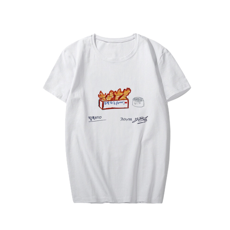 STRAY KIDS Felix, Lee Know, Hyunjin, Bang Chan, I.N, Changbin, Han & Seungmin's Chef's Special T-Shirt - Featuring Personal Hand-Drawn Favorite Food and Signature LIMITED EDITION