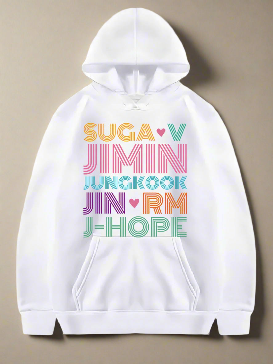 BTS Jungkook Suga Jimin V RM j-hope Jin Members Name Hoodie