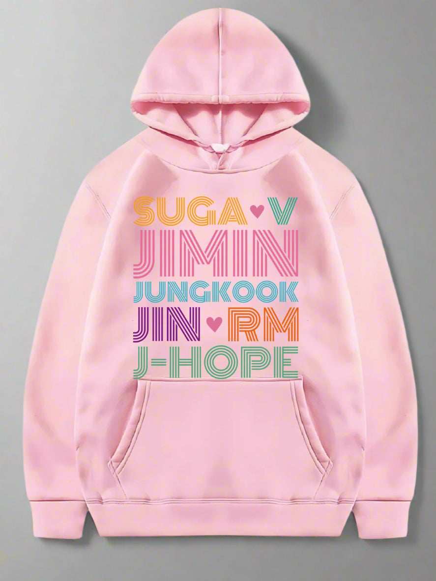 BTS Jungkook Suga Jimin V RM j-hope Jin Members Name Hoodie