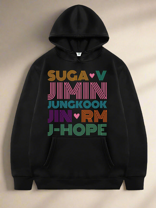 BTS Jungkook Suga Jimin V RM j-hope Jin Members Name Hoodie