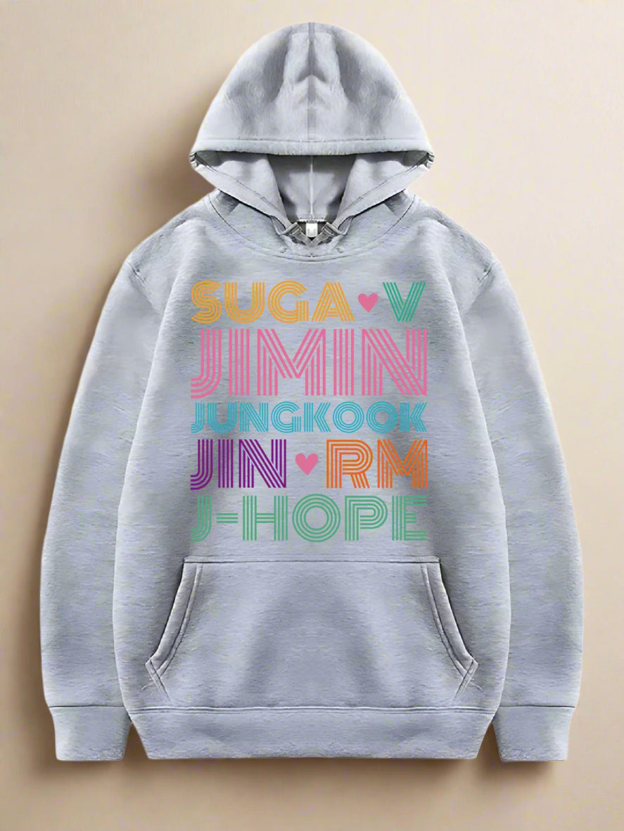 BTS Jungkook Suga Jimin V RM j-hope Jin Members Name Hoodie