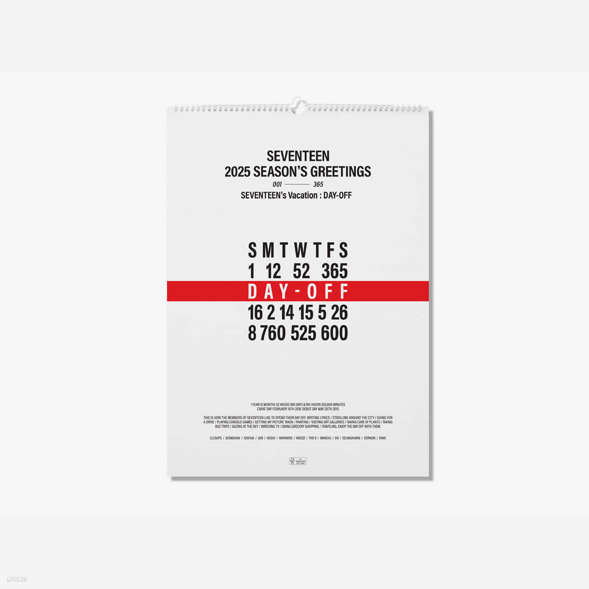 (PRE-ORDER) SEVENTEEN 2025 WALL CALENDAR