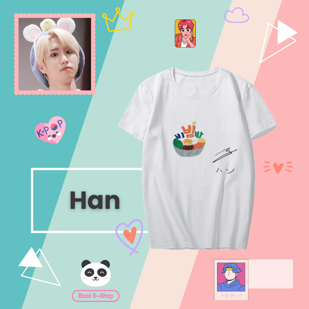 STRAY KIDS Felix, Lee Know, Hyunjin, Bang Chan, I.N, Changbin, Han & Seungmin's Chef's Special T-Shirt - Featuring Personal Hand-Drawn Favorite Food and Signature LIMITED EDITION