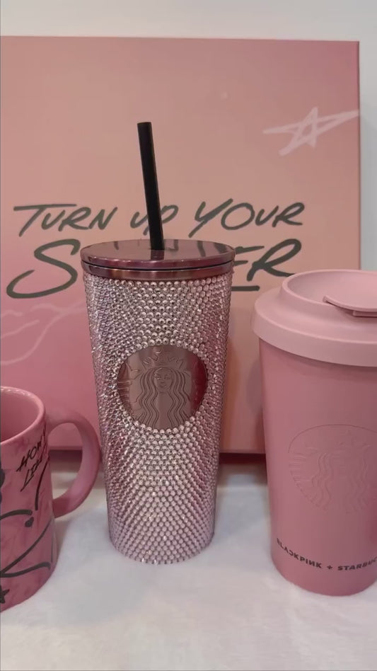 BLACKPINK x STARBUCKS LIMITED EDITION Pink/Black Bling Cold Cup 24oz - 710ml