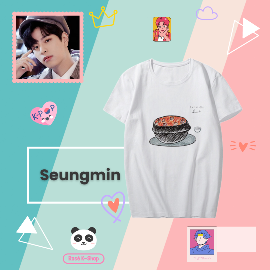 STRAY KIDS Felix, Lee Know, Hyunjin, Bang Chan, I.N, Changbin, Han & Seungmin's Chef's Special T-Shirt - Featuring Personal Hand-Drawn Favorite Food and Signature LIMITED EDITION