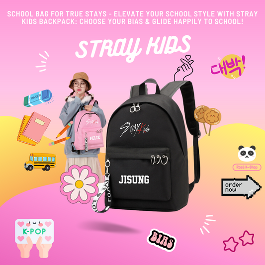 STRAY KIDS | School Bag for True STAYs - Elevate Your School Style with Stray Kids Backpack: Choose Your Bias & Glide Happily to School!
