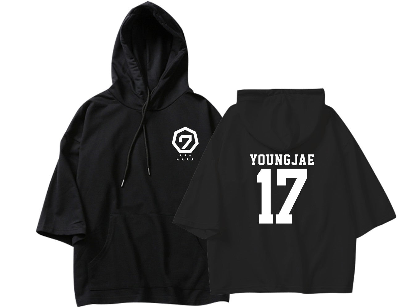 GOT7 Oversize Unisex Concert Hoodie - Jay B, Mark, Jackson, Jinyoung, Youngjae, BamBam and Yugyeom - YOUNGJAE - Black / L - Rosé K-Shop