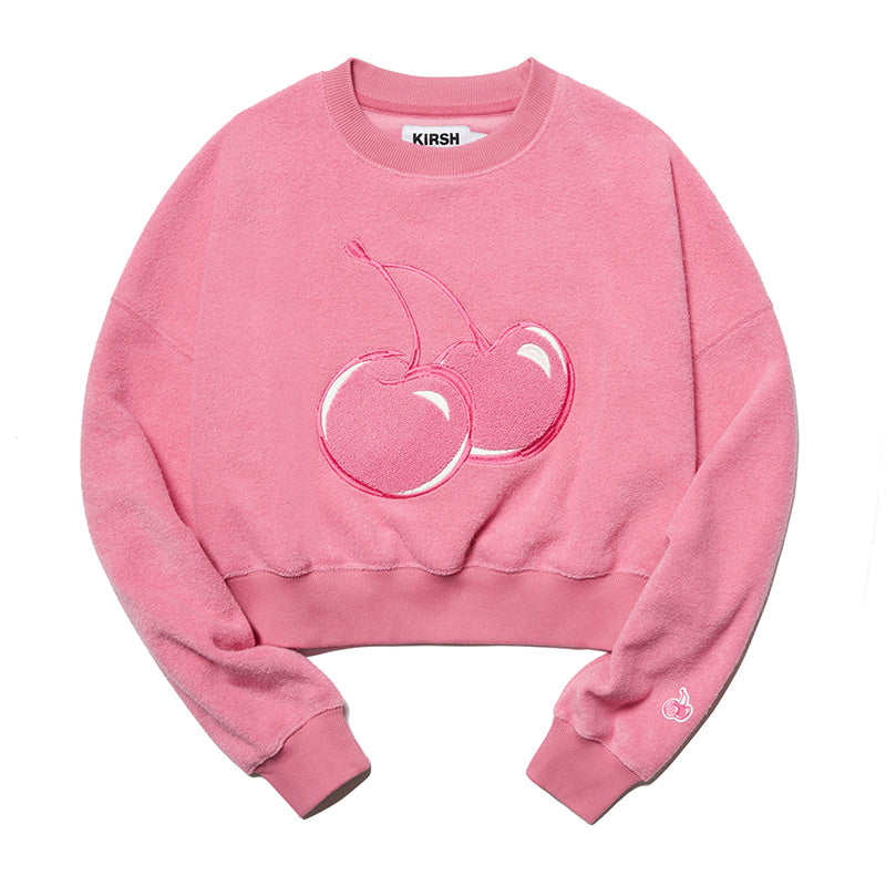 KIRSH Korea - Big Cherry Fleece Crop Sweatshirt - Rosé K-Shop