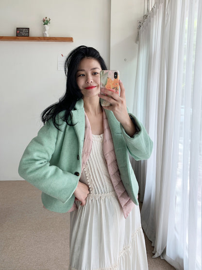 Retro Collar Short Coat Jacket - Melon / S - Rosé K-Shop