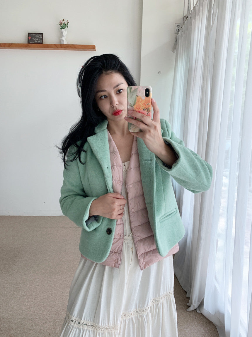 Retro Collar Short Coat Jacket - Rosé K-Shop