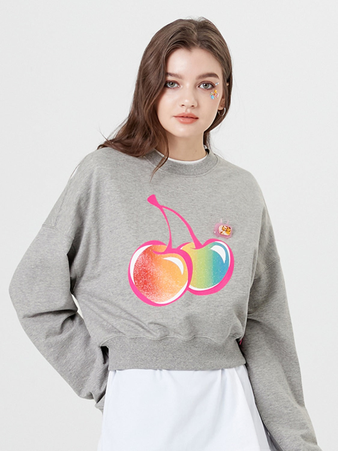 KIRSH X POLAROID - Big Cherry Crop Sweatshirt - Rosé K-Shop