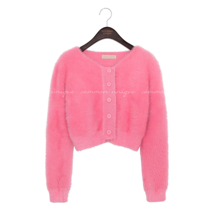 Common Unique - Button-Up Fuzzy Cardigan (BLACKPINK Jennie, Apink Bomi and Namjoo Wears) - Pink / One Size - Rosé K-Shop