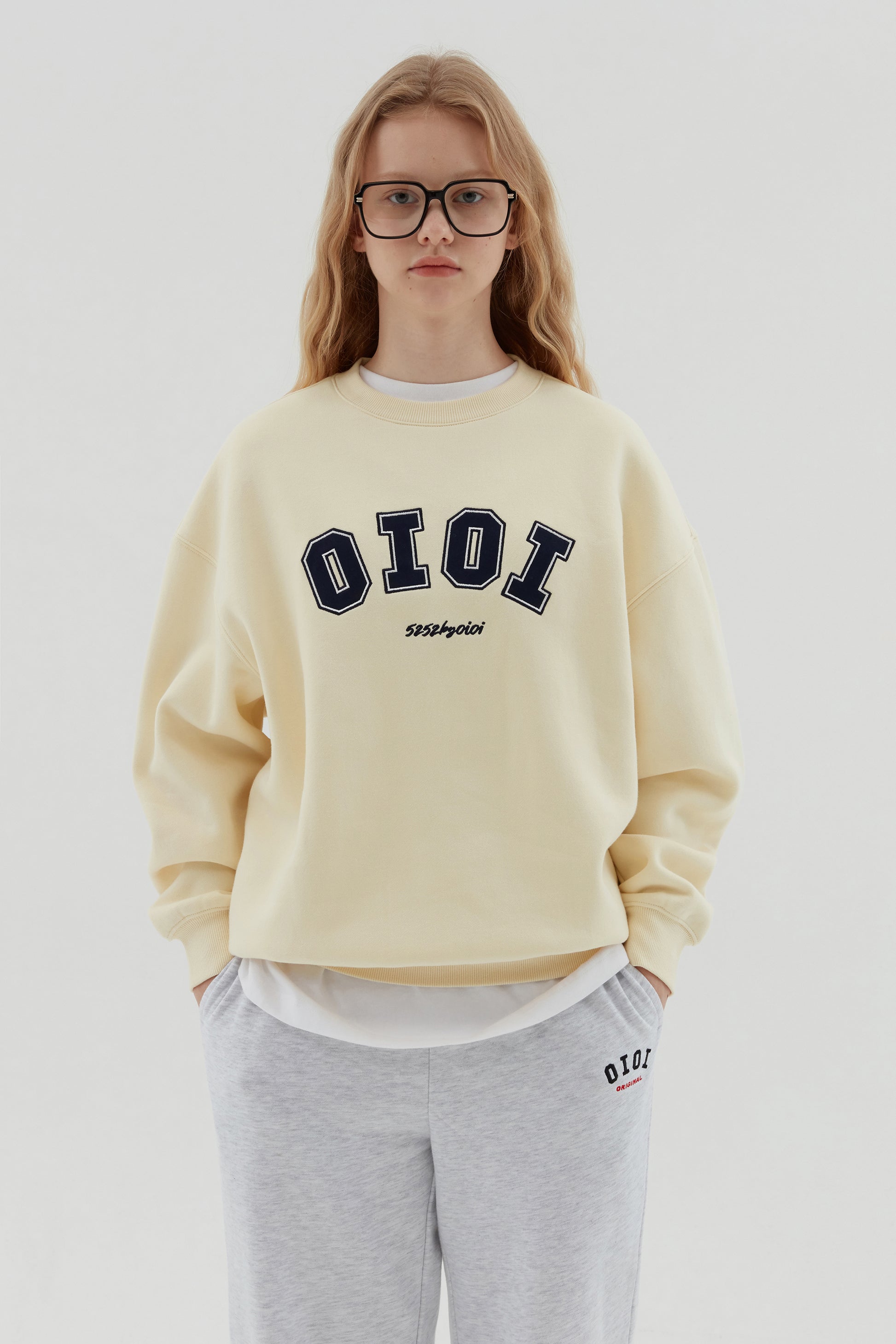 O!Oi Korea - Signature Sweatshirts - Cream / S - Rosé K-Shop