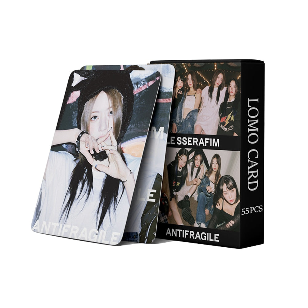 LE SSERAFIM | UNFORGIVEN, FEARLESS, ANTIFRAGILE & 2023 Season's Greetings Photo Card Sets (1 Box = 55 Cards! 🫶)