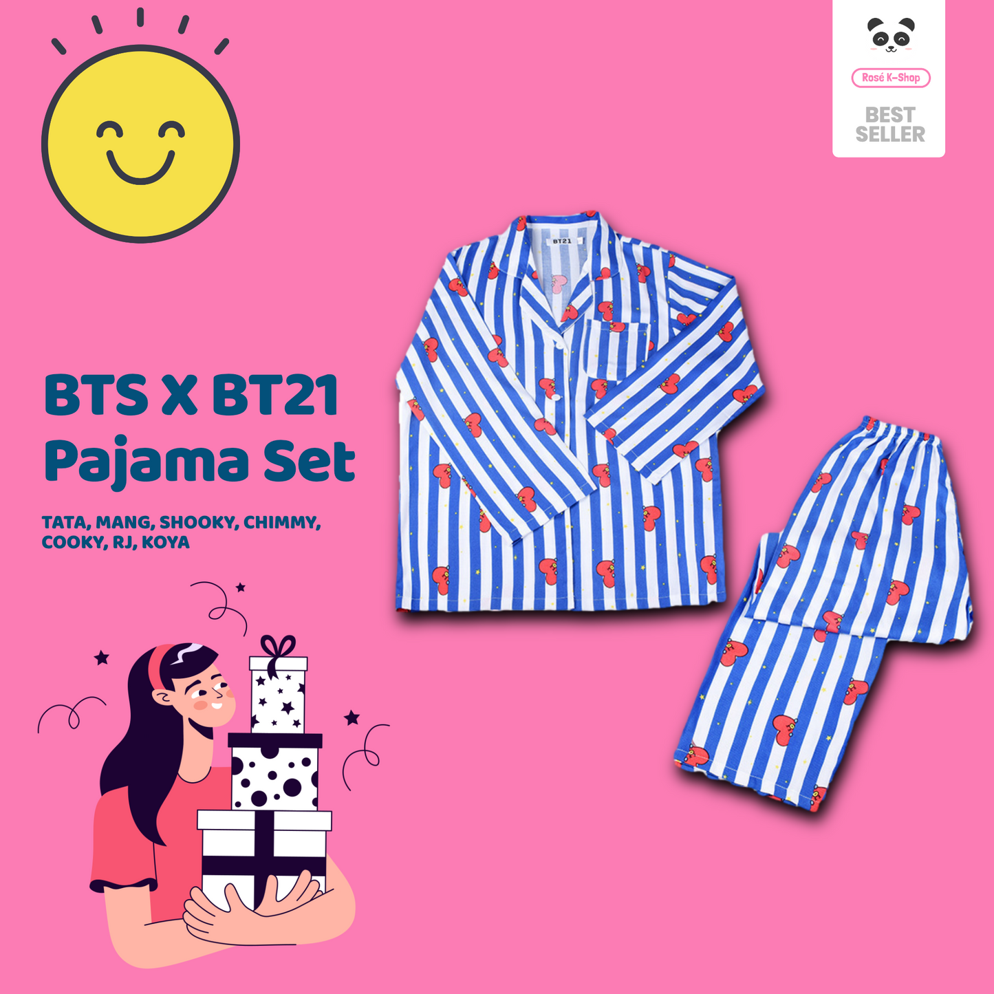 BTS X BT21 Pajama Set - TATA / L - Rosé K-Shop