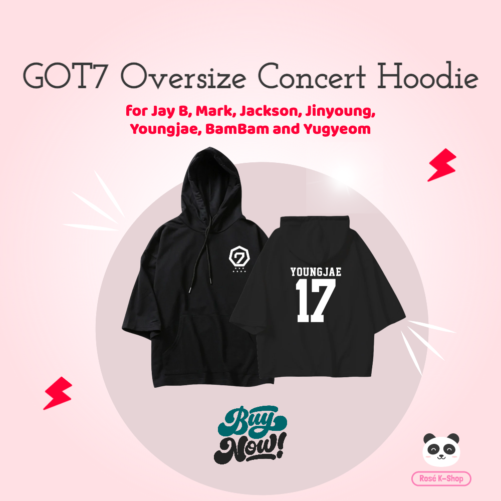 GOT7 Oversize Unisex Concert Hoodie - Jay B, Mark, Jackson, Jinyoung, Youngjae, BamBam and Yugyeom - Rosé K-Shop