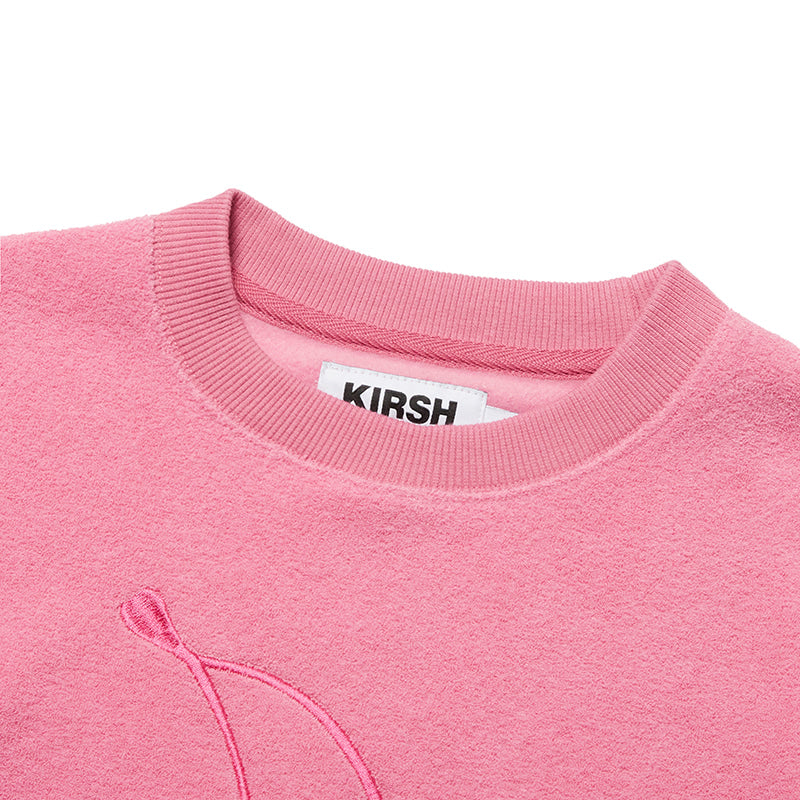 KIRSH Korea - Big Cherry Fleece Crop Sweatshirt - Rosé K-Shop