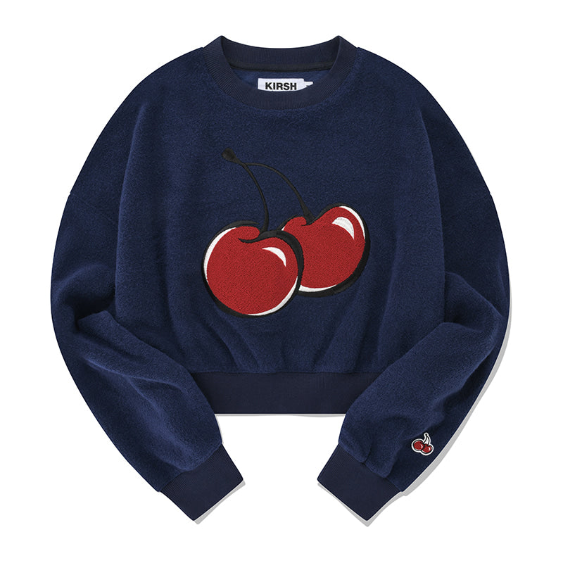 KIRSH Korea - Big Cherry Fleece Crop Sweatshirt - Rosé K-Shop