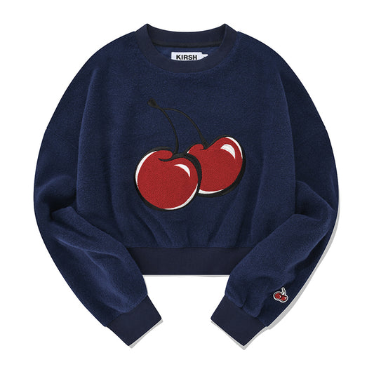 KIRSH Korea - Big Cherry Fleece Crop Sweatshirt - Rosé K-Shop